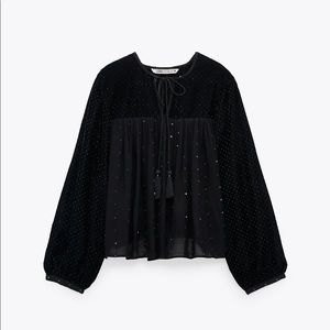 Zara velvet blouse with sequins sizeXS